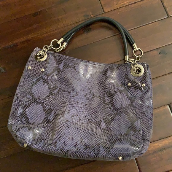 Cynthia Rowley Handbags - Cynthia Rowley Purplish Blue Leather Snakeskin Print Shoulder Bag EUC